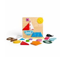Bigjigs Toys Drevená šnurovacia hra Geometrické tvary / od 3 rokov 