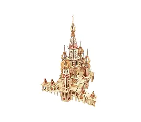Woodcraft Drevené 3D puzzle Chrám Vasila Blaženého prírodný / 484 dielikov / od 8 rokov / Obtiažnosť: jednoduchá