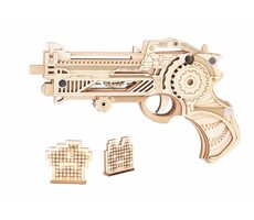 Woodcraft (XJ-G008) Drevené 3D puzzle Zbraň na gumičky Virbius / 29 dielikov / od 14 rokov / Obtiažnosť: jednoduchá 