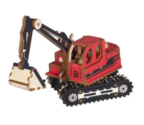 Woodcraft Drevené 3D puzzle Rýpadlo červená / 84 dielikov / od 8 rokov / Obtiažnosť: jednoduchá