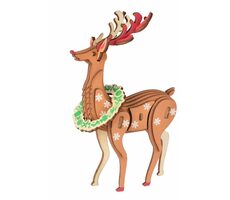 Woodcraft Drevené 3D puzzle Vianočný sob / 29 dielikov / od 8 rokov / Obtiažnosť: jednoduchá 