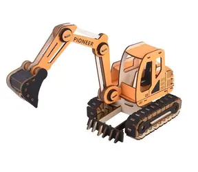 Woodcraft Drevené 3D puzzle Rýpadlo oranžová / 168 dielikov / od 8 rokov / Obtiažnosť: jednoduchá 