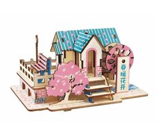 Woodcraft Drevené 3D puzzle Jarný dom / 57 dielikov / od 8 rokov / Obtiažnosť: jednoduchá 