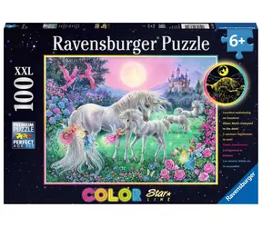 Ravensburger Trblietavé puzzle Jednorožci v mesačnom svetle / 100 dielikov / od 6 rokov 