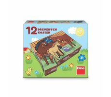 Dino Domáce zvieratká / Kubus drevené kocky / 12 dielikov / od 3 rokov