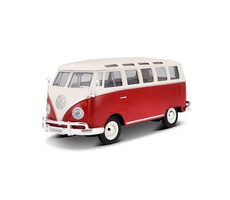 Maisto Volkswagen Van Samba bielo-červená / mierka: 1:25 / od 3 rokov