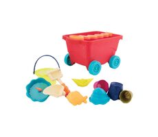 B-Toys Vozík s hračkami na piesok červený / od 18 mesiacov