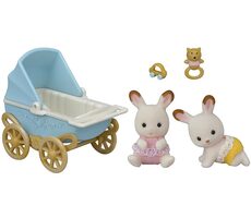 Sylvanian Families: Dvojičky Chocolate králikov s kočíkom / od 3 rokov