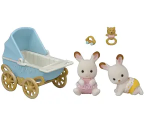 Sylvanian Families: Dvojičky Chocolate králikov s kočíkom / od 3 rokov