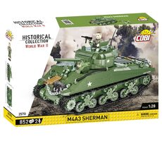 Cobi 2570 Americký stredný tank Sherman M4A3 / 1:28 / 852 kociek / 2 figúrky / od 9 rokov