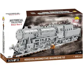 Cobi 6281 Parná lokomotíva Kriegslokomotive Baureihe 52 s tendrem / 1:35 / 2476 kociek / 1 figúrka / od 10 rokov
