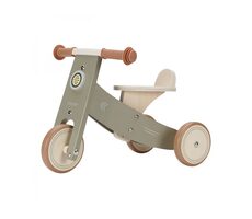 Little Dutch Odrážadlo trojkolka drevená Olive zelená / od 12 mesiacov