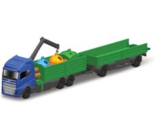 Maisto Mini pracovné stroje - Volvo FH16 s prívesom pre ťažbu dreva bielo-šedá / od 8 rokov