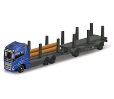 Maisto Mini pracovné stroje - Volvo FH16 s prívesom pre ťažbu dreva modro-šedá / od 8 rokov