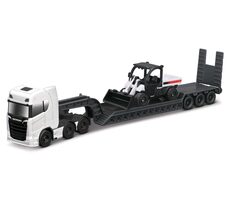 Maisto Mini pracovné stroje - Sada ťahača Scania 770S s prívesom + Toolcat 5600 / od 8 rokov