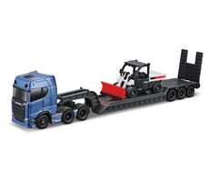 Maisto Mini pracovné stroje - Sada ťahača Scania 770S s prívesom + Bobcat T590 G / od 8 rokov