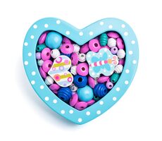 Woody Navliekacie korálky - Malé srdiečko tyrkysové / od 3 rokov