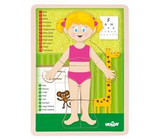 Woody Puzzle Ľudské telo - Holka EN / od 3 rokov