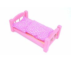Česká drevená hračka Drevená postieľka pre bábiky ružová / od 3 rokov