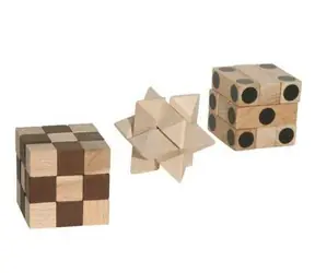 Česká drevená hračka Drevené hlavolamy Trio IQ / od 3 rokov