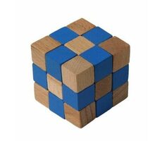 Česká drevená hračka Drevený hlavolam kocka modrá / od 3 rokov