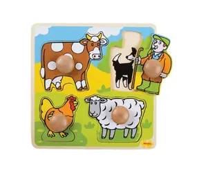 Bigjigs Toys Vkladacie edukatívne puzzle farma / od 12 mesiacov