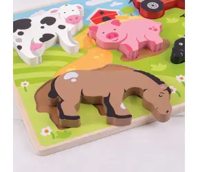 Bigjigs Toys Vkladacie puzzle farma / od 12 mesiacov