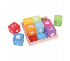 Bigjigs Baby Drevené kocky s obrázkami / od 12 mesiacov
