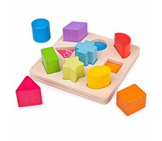 Bigjigs Baby Drevené kocky tvary a farby / od 12 mesiacov