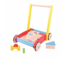 Bigjigs Baby Drevené kocky vo vozíku / od 12 mesiacov