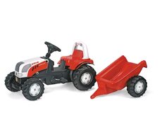 Rollytoys Šliapací traktor Rolly Kid Steyer s vlečkou-červená / od 3 rokov 