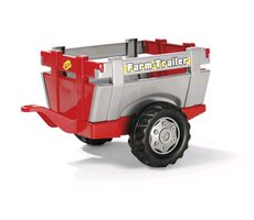 Rollytoys Vlečka za traktor 1osá "Farm Trailer" - striebročervená / od 3 rokov 