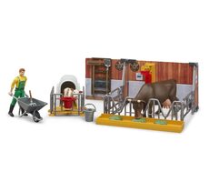 Bruder 62611 Bworld - Krava a teliatko s farmárom / 1:16 / od 3 rokov 