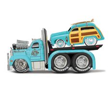 Maisto Muscle Transports - 1953 MACK B-61 Flatbed 1950 Ford Woody / mierka 1:64 / od 8 rokov 