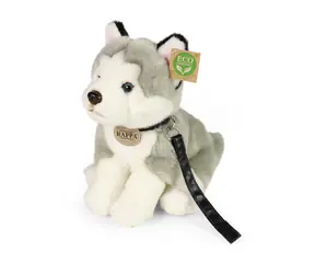 Rappa Plyšový pes Husky sediaci s vodítkom 28 cm / ECO-FRIENDLY / od 0 mesiacov 