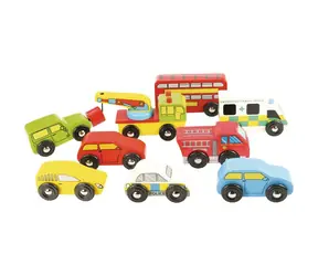 Bigjigs Drevené autodráhy sada áut / od 3 rokov