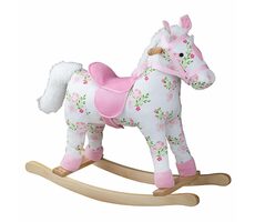 Bigjigs Toys Drevený hojdací kôň s kvetmi / od 1 roka