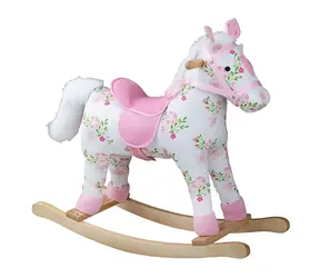Bigjigs Toys Drevený hojdací kôň s kvetmi / od 1 roka