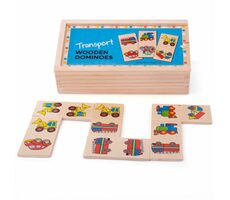 Bigjigs Toys Drevené domino dopravné prostriedky / od 1 roka