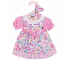 Bigjigs Toys Ružové kvetinové šaty pre bábiku 38 cm / od 2 rokov