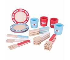 Bigjigs Toys Drevený jedálenský servis s bodkami / od 3 rokov