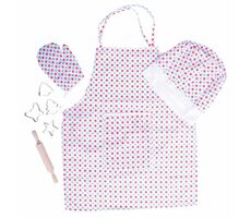 Bigjigs Toys Kuchársky set so zásterou s bodkami / od 3 rokov