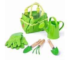 Bigjigs Toys Záhradný set náradia v plátennej taške zelený / od 3 rokov