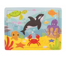 Bigjigs Toys Drevené puzzle morský svet / 9 dielikov / od 2 rokov