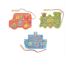 Bigjigs Toys drevený magnetický labyrint 1ks oranžová / od 3 rokov
