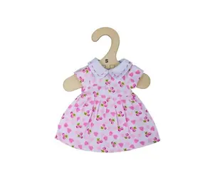 Bigjigs Toys Ružové šaty so srdiečkami pre bábiku 28 cm / od 2 rokov