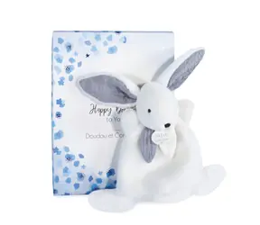 Doudou Darčeková krabička modrá - mini zajačik 17 cm / od 0 rokov