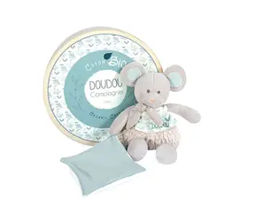 Doudou Darčeková sada - Plyšová myška s dečkou z BIO bavlny 22 cm