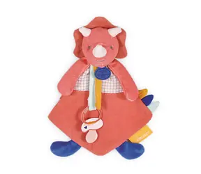 Doudou Darčeková sada - Hračka s úchytom na cumlík dinosaurus ružový 23 cm / od 0 rokov