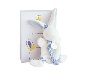 Doudou Darčeková sada - Hračka s úchytom na cumlík králiček 15 cm modrý / od 0 rokov